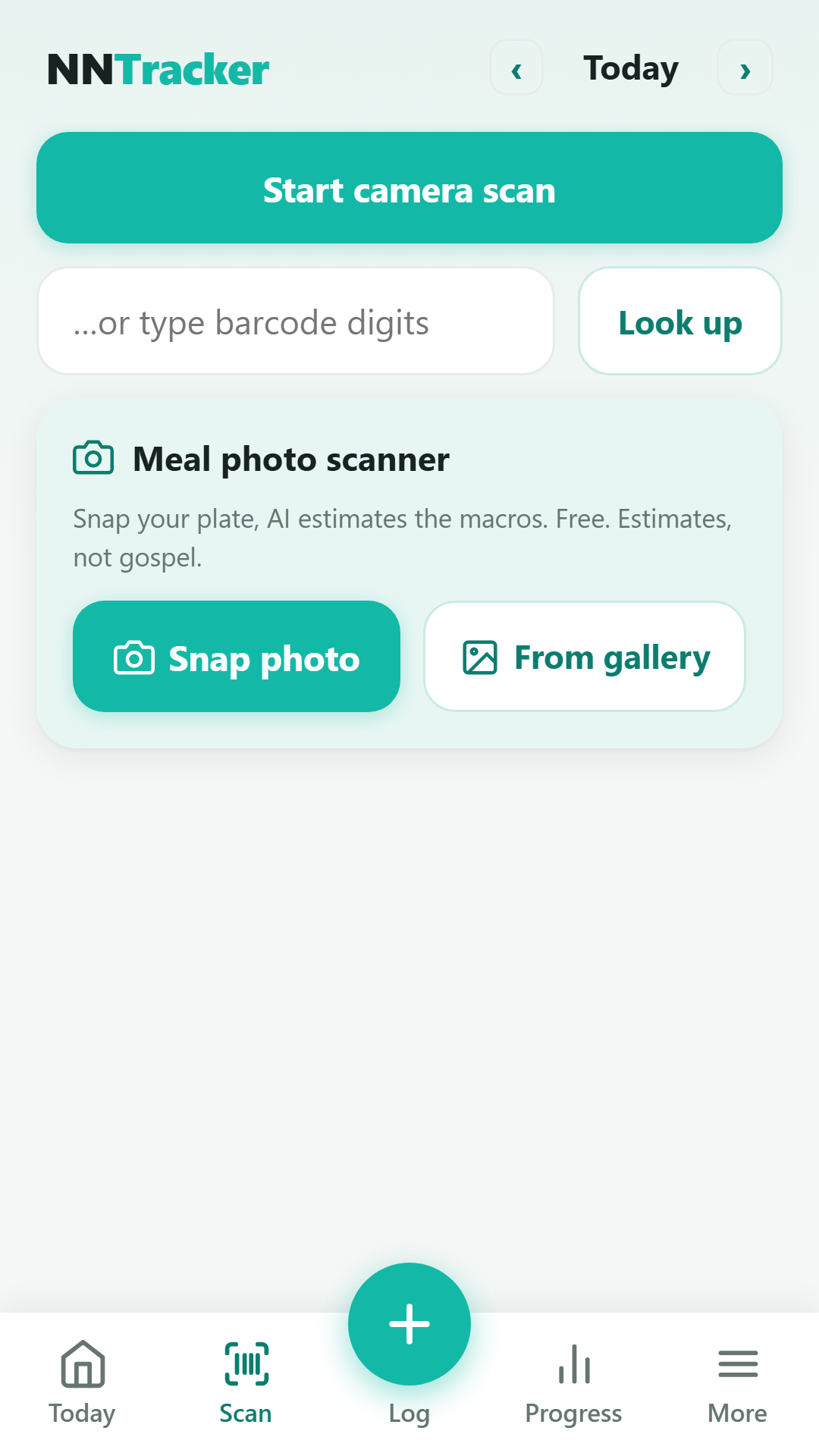No Nonsense Calorie Counter — barcode scanner and AI meal photo scanner